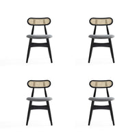 Manhattan Comfort Colbert 17.52" Industry Chic Upholstered Dining Chair - Black and Grey - Set of 4-Modern - Industry Chic Cane Dining Chair Perfect for Dining Room Use. Set of 4