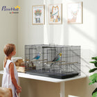 PawHut - Cage à oiseaux 18 po H, avec séparateur, 4 perchoirs en bois, plateau coulissant - noir-Espacement des barreaux de 0,5 po (1,2 cm) avec loquet sécurisé pour empêcher les oiseaux de s’échapper 