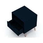 Manhattan Comfort Rockefeller 20.08" Mid-Century Modern 1-Drawer Nightstand - Tatiana Midnight Blue-Fashionable Wire Splayed Legs Made of Metal for Extra Durability