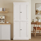 HOMCOM 72.5" H Freestanding 4-Door Kitchen Pantry Cabinet - White-Melamine coated surface is scratch resistant and easy cleaning 