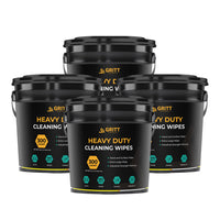 Gritt Commercial Heavy-Duty Large Multi-Surface Hand & Tool Wet Cleaning Wipes - 10" x 12" - 300 Wipes Per Bucket - 4 Pack-Heavy-Duty Cleaning Power: Large 10" x 12" wet wipes designed to handle tough messes on hands, tools, and surfaces.