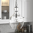 Hudson&Canal Verona 11" Wide Pendant with Glass Shade - Brushed Nickel/Seeded-Handcrafted brushed nickel finish is applied to the globe metal base