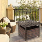 Outsunny 22" Outdoor Rattan Wicker Patio Coffee Table with Umbrella Hole - Brown-A umbrella hole in the middle of table-top for installing an umbrella