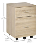 Vinsetto Mobile 2-Drawer Letter/A4 Filing Cabinet with Wheels - Natural-The large drawer below can hang letters horizontally or A4 size documents vertically
