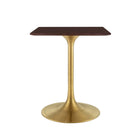 Modway Lippa 24" Square Wood Dining Table - Gold Cherry Walnut-Wood Veneer