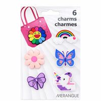 Merangue - Petits charms - Arc-en-ciel à motifs floraux - Lot de 6-Un arc-en-ciel mignon et ludique aux motifs floraux