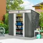 Outsunny Outdoor Storage Shed with Foundation Kit - 6.5' x 4' - Light Grey-2 extra hooks included
