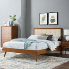 Modway Willow Wood Queen Platform Bed with Splayed Legs - Walnut Beige-Rubberwood Legs