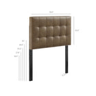 Modway Lily Vegan Leather Twin Size Headboard - Mushroom-Twin Size Headboard