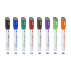 Quartet DryGuard Dry Erase Whiteboard Markers - Low Odour Ink - Chisel Tip - Assorted Colours - Magnetic Cap with Built-in Eraser - 192 Piece Set-Black