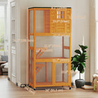 PawHut - Maison pour chat d’extérieur 36 po L avec enclos sur roues, toit en asphalte - orange-Deux plateformes de saut et un espace de repos intérieur pour jouer et se reposer 