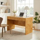 Modway Hudson 46.9" 2-Drawer Burl Wood Desk - Natural-Full-Glide Drawers