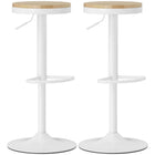 HOMCOM Adjustable Swivel Wooden Bar Stools - Natural Wood and White - 2 Pack-360-degree rotating seat ensures effortless conversations
