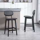 HOMCOM Counter Height Bar Stools with Solid Wood Legs - Black - 2 Pack-Wooden frames for a strong, supportive core, with protective non-slip footpads
