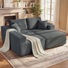 HOMCOM - canapé sectionnel en forme de L avec assise profonde - gris foncé-Le tissu en velours côtelé doux offre une esthétique chaleureuse et rétro   