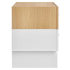 Modway Nolia 2-Drawer Colour Block Nightstand - Oak White-Non-Marking Floor Glides