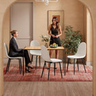 Homy Casa Upholstered Guest & Reception Chairs - Beige Fabric - 4 Pack-Metal legs with rubber mats: Strong and stable, ensuring no slipping on smooth surfaces.