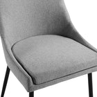 Modway Viscount Upholstered Fabric Dining Chairs - Black/Light Grey - 2 Pack-10