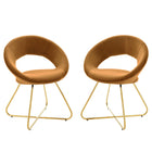 Modway Nouvelle Performance Velvet Dining Chair - Gold/Cognac - 2 Pack-Retro Modern Dining Chairs
