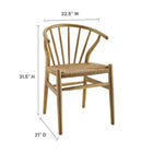 Modway Flourish Spindle Wood Dining Side Chair - Natural - 2 Pack-Rounded Spindle Back