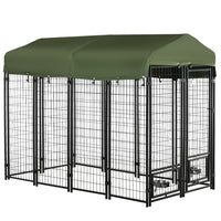 PawHut Outdoor Dog Kennel - 8' x 4' x 6' - Green-12 solid wire sheets and metal frame enhance stability and ensure a daily use 