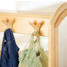 Guidecraft EdQ Essentials Dress Up Storage with Bins - Natural-Complete storage solution with hooks, shelves and bins