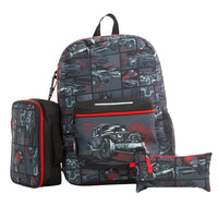 SMASH Junior Journey 3-Piece Backpack Set - Cars-Insulated zippered lunch bag