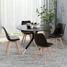 HOMCOM Modern Dining Chairs with PU Leather Cushion & Wood Frame - Black - Set of 4-Curved back for support, no arms for more freedom when seated