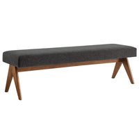 Modway Lyra 63" Fabric Upholstered Bench - Dark Grey-Woven Heathered Fabric Upholstery