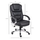 Nicer Furniture - fauteuil de direction en cuir PU à dossier haut - noir-Supporte un poids allant jusqu'à 250 livres ; montage facile à l'arrivée; NTR-aucun outil requis