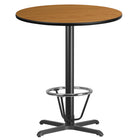 Flash Furniture Dessus de table rond de 36 po en stratifié de bois naturel avec base de table de 30 x 30 po à hauteur de bar-Table d'hospitalité à hauteur de bar