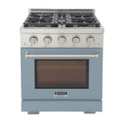 Kucht 30" KFX-X Series Pro Style Propane Gas Range - Stainless Steel/Light Blue-Rocket power burner 21 000 btu for rapid searing