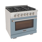 Kucht 36" KFX-X Series Pro Style Natural Gas Range - Stainless Steel/Light Blue-Liquid propane convertible
