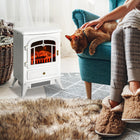 HOMCOM 16" 750/1500W Freestanding Electric Fireplace Heater - White-No venting electric with two heat setting to warm 162-216 sqft area  