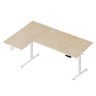 MotionGrey - Bureau assis-debout électrique en L réversible Ergo Pro, 59 po de largeur - Brun clair / blanc-Adaptez votre espace de travail selon vos besoins grâce à un plateau interchangeable pouvant être installé à gauche ou à droite, idéal pour tous les types d’aménagement