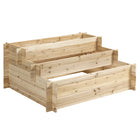 Outsunny 3-Tier Wood Raised Garden Bed - 47" L x 39" W x 21" H - Natural-3-tier design, providing ample planting space 