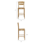Modway - Jax Bois de chêne Tabouret de bar avec dossier ondulé en rasoir in Chêne vieilli-Rasoir ondulé
