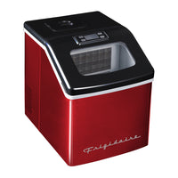 Frigidaire - Machine à glaçons portative compacte de comptoir de 40-lb avec fenêtre - Acier inoxydable rouge-Fabrique de gros glaçons carrés transparents