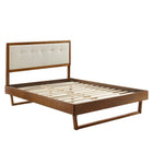 Modway Willow Wood Queen Platform Bed with Angular Frame - Walnut Beige-Queen Platform Bed Frame