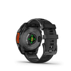 Garmin - fēnix 8 – 47 mm, AMOLED, gris ardoise avec bracelet en silicone noir-Naviguez en extérieur avec une précision de positionnement supérieure, grâce au GPS multibande doté de la technologie SatIQ™ et aux capteurs intégrés pour boussole à 3 axes, gyroscope et altimètre barométrique