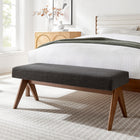 Modway Lyra 47" Fabric Upholstered Bench - Dark Grey-Padded Seat