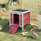 PawHut - Clapier à lapin en bois avec enclos, bac, rouge - 20 po L x 16,5 po l x 17 po H-Verrou subtil en forme de cœur, facile à manipuler tout en offrant un bel extérieur 