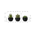 Monarch Specialties - Plante Artificielle - 6 po H - Succulent - Mis En Pot - Ensemble De 3 - Plantes Vertes - Pots Noirs-Ces fausses plantes vertes faciles à entretenir sont fabriquées à partir de matériaux de la plus haute qualité et ne nécessitent ni entretien ni arrosage, pour des accents décoratifs durables et respectueux de l'environnement qui dureront toute une vie