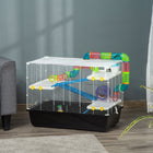 PawHut 31" Large Hamster Cage with Tunnel Tube System - Black-Includes a hut on the perch, water bottle, food dish, ramps and exercise wheel