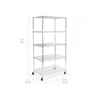 Seville Classics - Étagère En Câble Dacier Nsf À 5 Niveaux Avec Roues - 72 H x 36 W x 24 D po-5 tablettes en fil d'acier robuste - hauteur réglable par incréments de 1 "