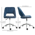 Vinsetto Armless Swivel Computer Desk Chair - Blue-Breathable hollow-back design enhances airflow