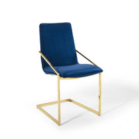 Modway Pitch Performance Velvet Dining Armchair - Gold/Navy-Modern Dining Chair