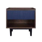Manhattan Comfort Duane 20.23" Mid-Century Modern Nightstand - Dark Brown/Navy Blue-Mid-Century Modern Nightstand for Bedroom and Living Room Use