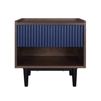 Manhattan Comfort Duane 20.23" Mid-Century Modern Nightstand - Dark Brown/Navy Blue-Mid-Century Modern Nightstand for Bedroom and Living Room Use