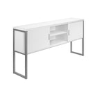 Monarch Specialties 72" L Office Hutch with Storage Doors - White Laminate - Silver Metal-Created to be compatible with our office credenza (sold separately) with the credenza connector included, add this sleek 72"L white laminate office hutch with sturdy silver metal supports and closed cabinets for functional workspace storage in a contemporary home office or commercial setting